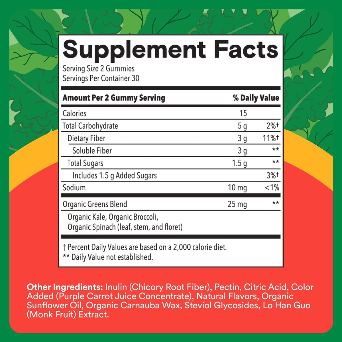 Kids prebiotic fiber supplement gummies with veggies