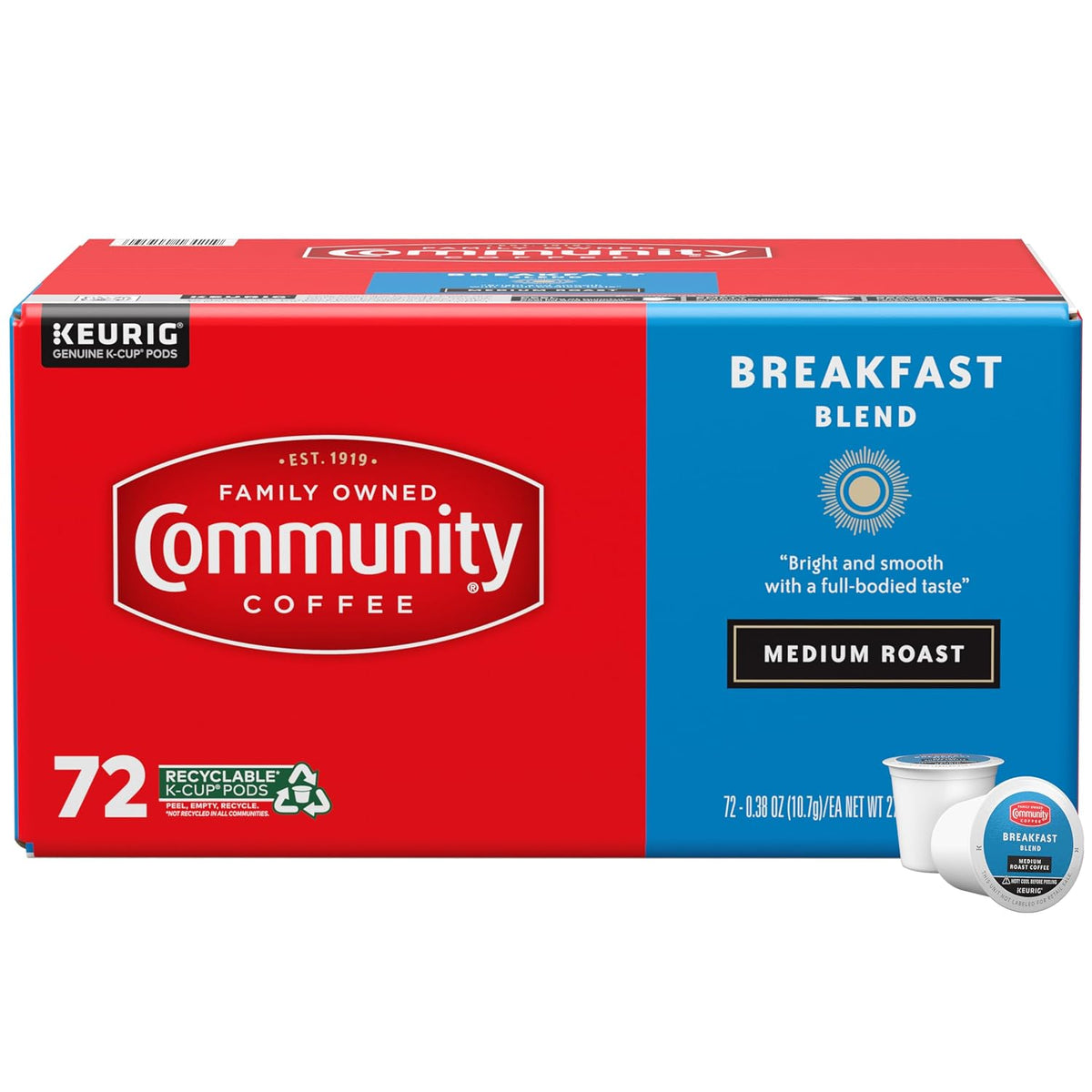 Medium roast Community Coffee single-serve pods