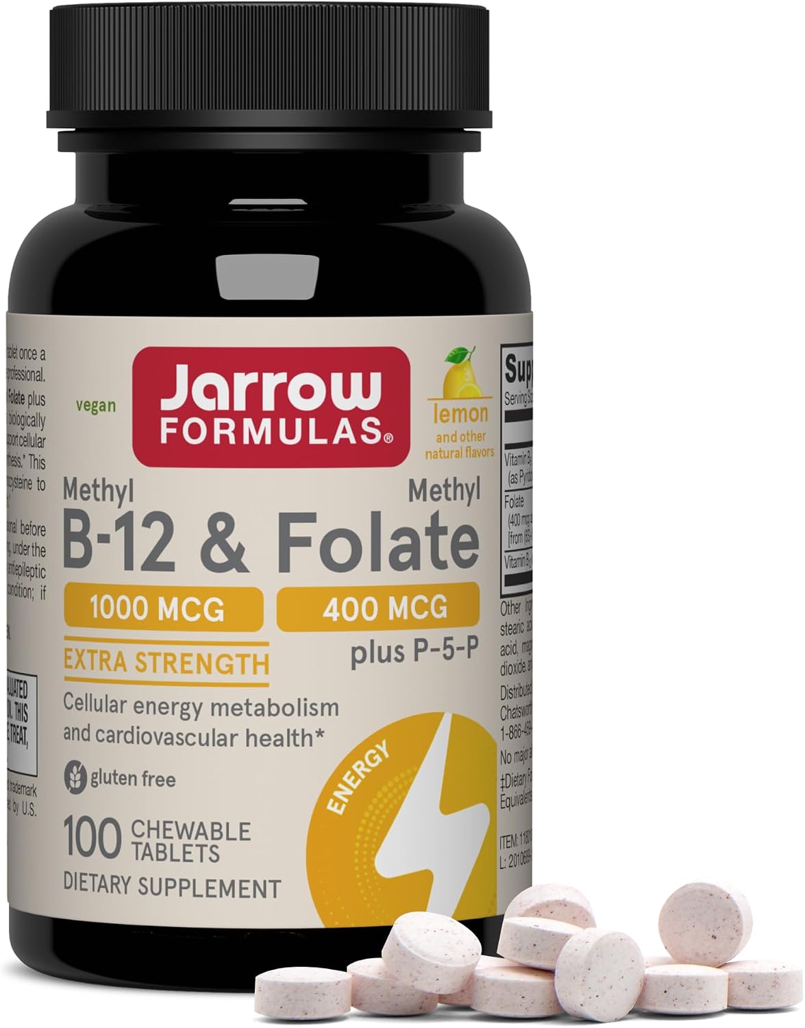 Jarrow Formulas B12 and folate chewable tablets