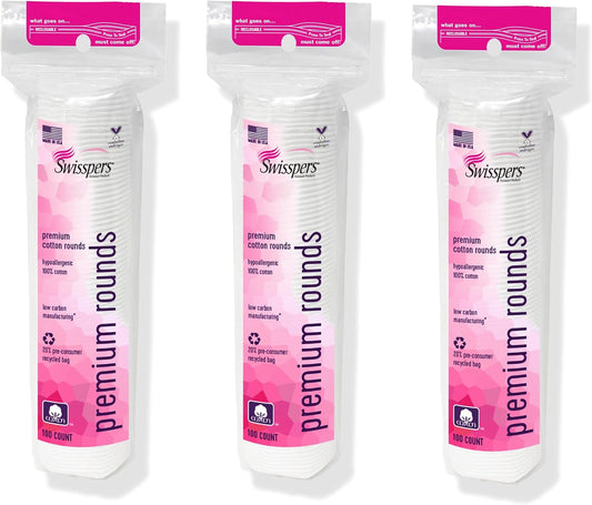 Swisspers 100 count cotton rounds for facial cleansing