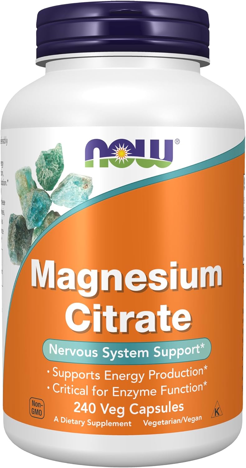NOW magnesium citrate supplement front label