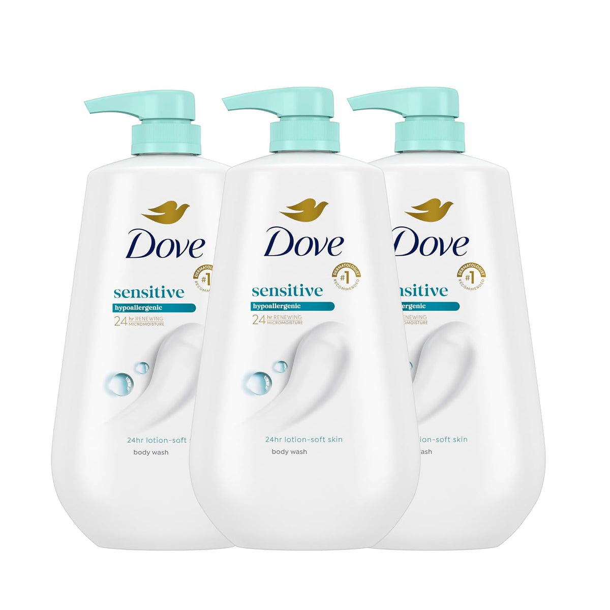 Dove sulfate-free sensitive skin body wash bottles