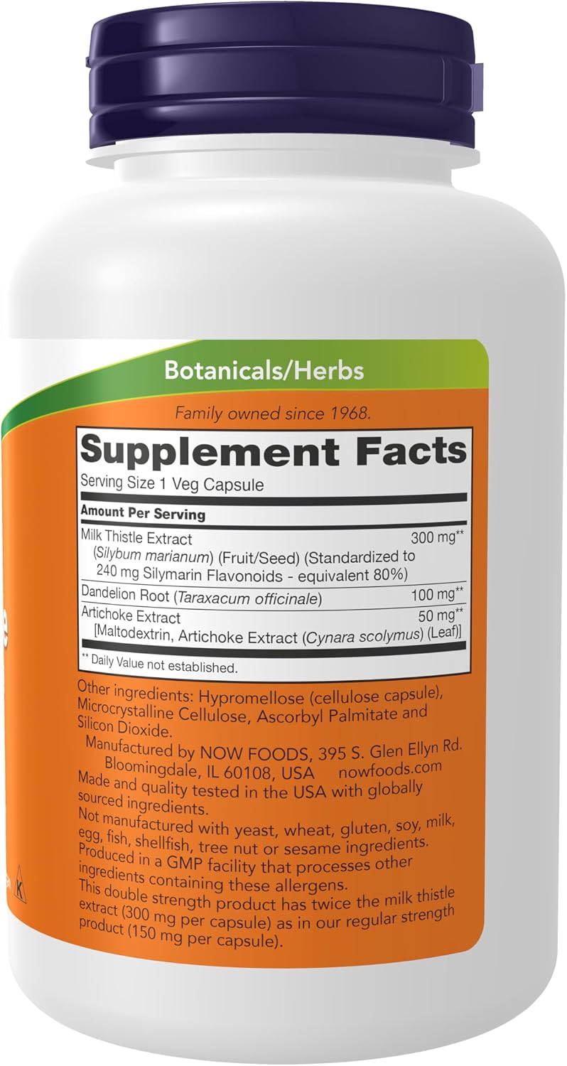 NOW Silymarin milk thistle herbal supplement bottle