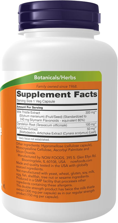 NOW Silymarin milk thistle herbal supplement bottle