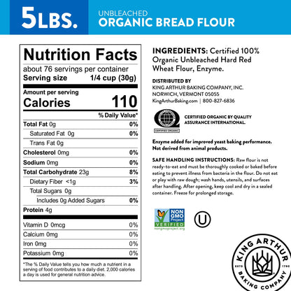 Organic bread flour bag for pizza dough and sourdough