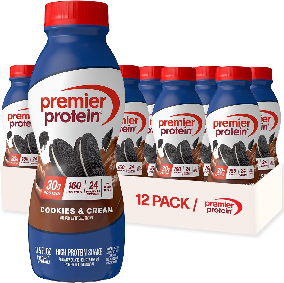 Premier Protein 30g protein shake Cookies & Cream bottles