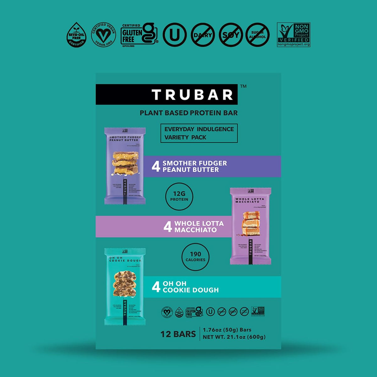 TRUBAR 12 count vegan protein bar pack