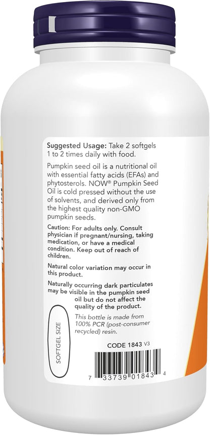 Pumpkin seed oil 1000 mg softgel nutrition bottle
