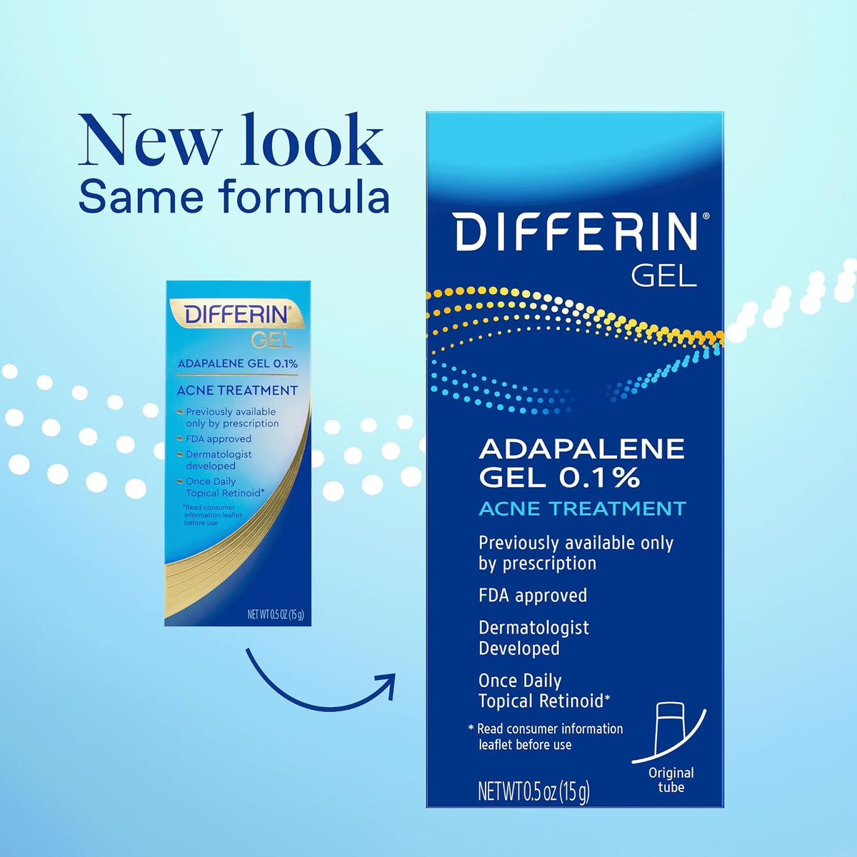 Differin acne treatment gel tube with box