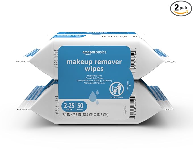 Amazon Basics fragrance-free makeup remover wipes pack
