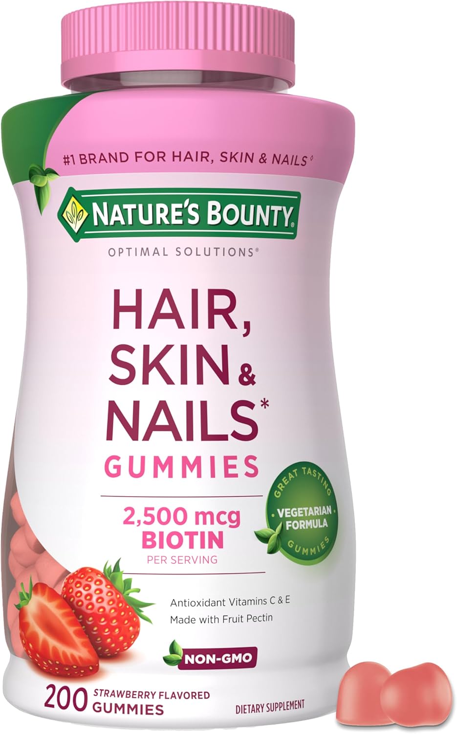 Strawberry flavored biotin gummies for hair skin and nails