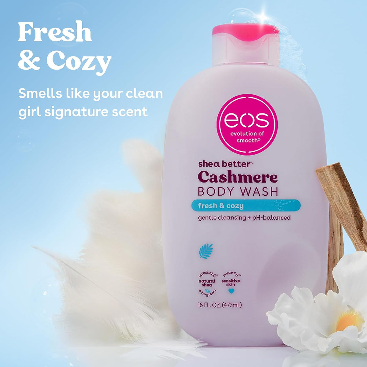 eos Cashmere Body Wash clean linen and musk scent