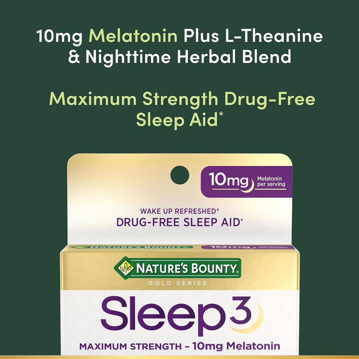 Nature's Bounty 10mg melatonin tablets supplement packaging
