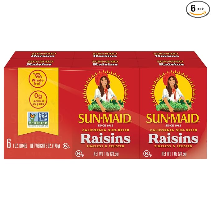 Sun-Maid California Sun-Dried Raisins 6 pack box