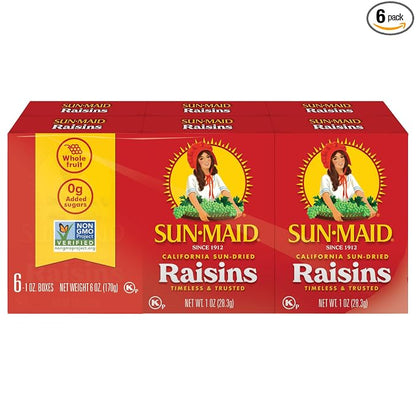 Sun-Maid California Sun-Dried Raisins 6 pack box