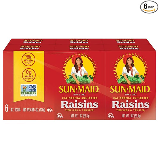 Sun-Maid California Sun-Dried Raisins 6 pack box