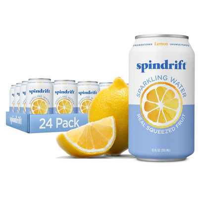 Spindrift lemon flavored sparkling water cans