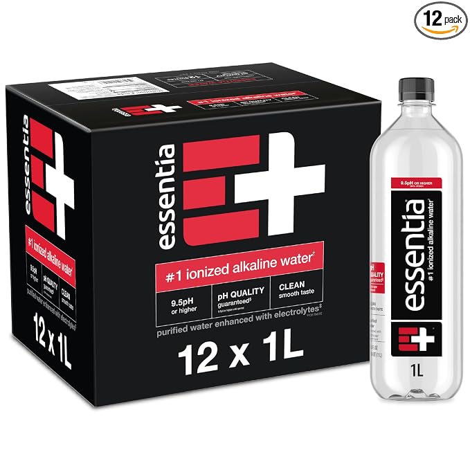 Essentia ionized alkaline water 12 pack 1 liter bottles