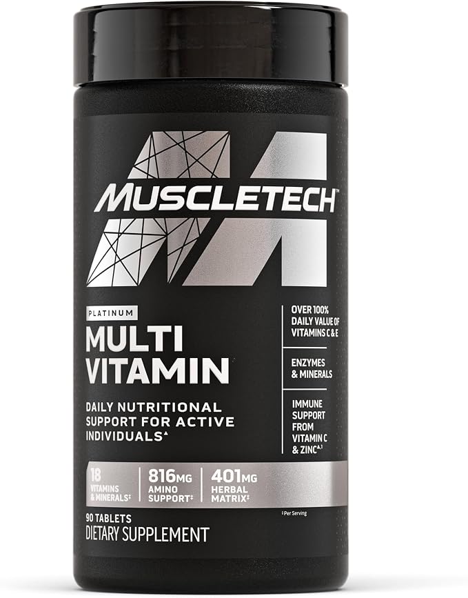 MuscleTech Platinum multivitamin supplement bottle