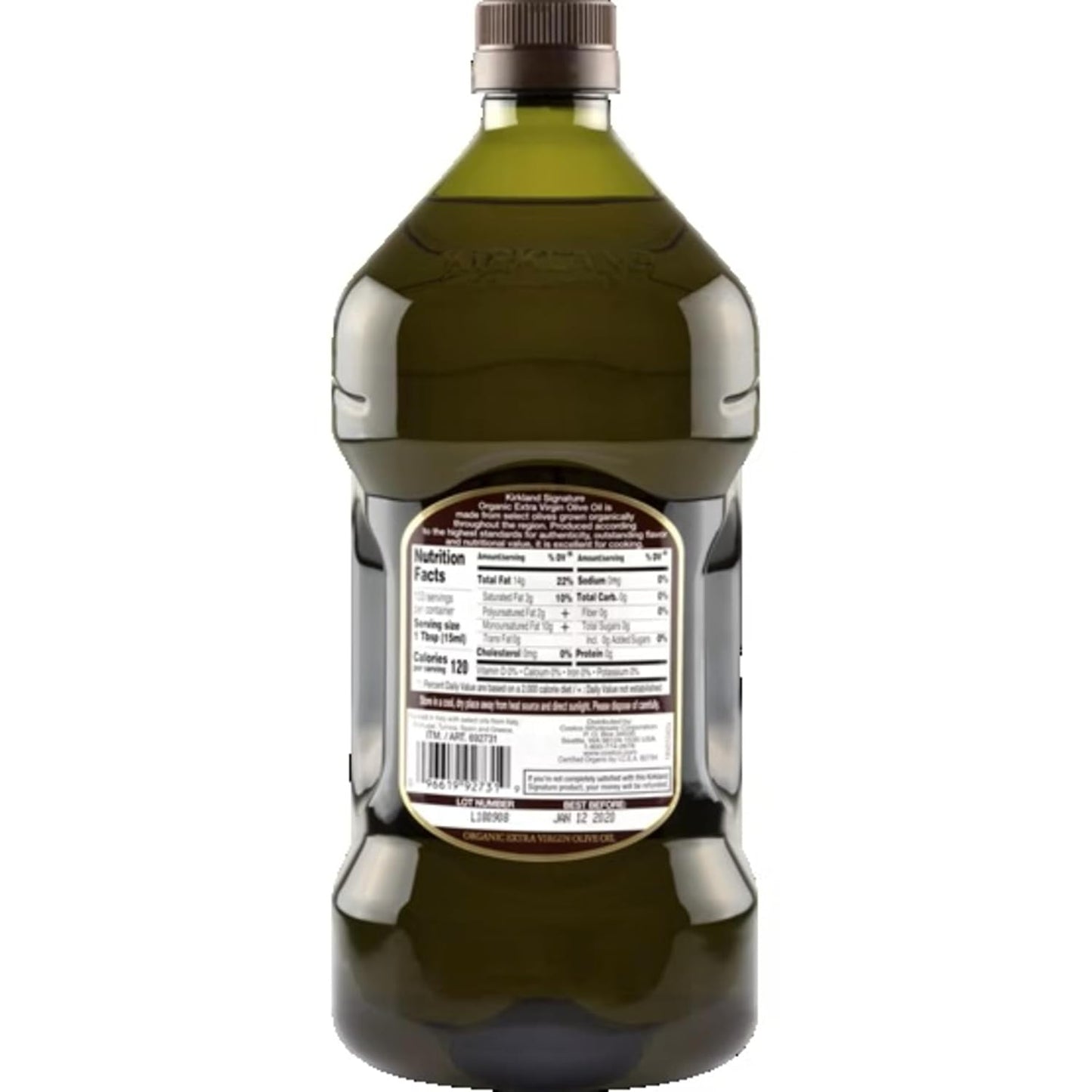 Kirkland Signature Organic Extra Virgin Olive Oil 2L (2QT 3.6 fl. oz), Set of 2