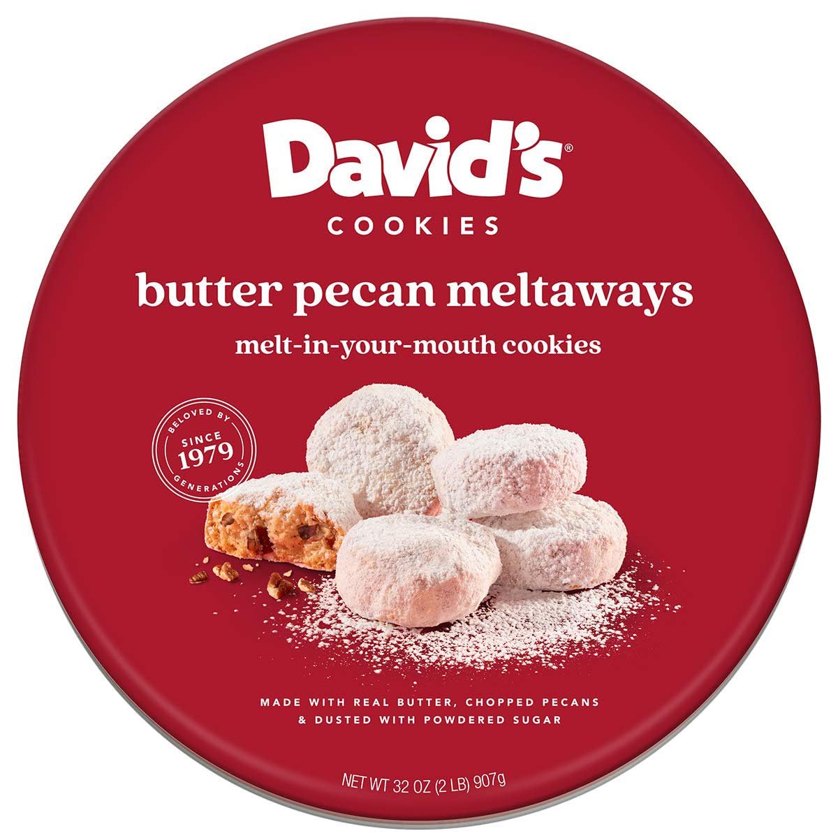 Soft butter pecan meltaway cookies in bakery packaging