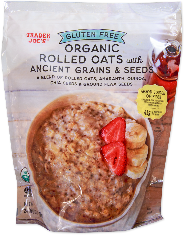 Trader Joe's gluten free organic rolled oats with ancient grains and seeds