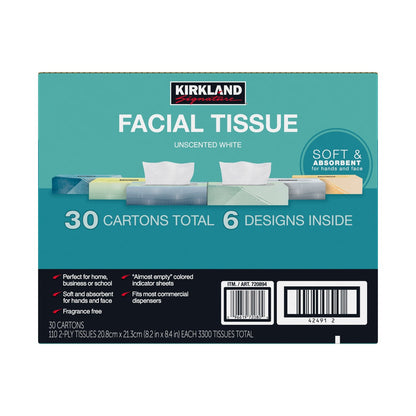 Flat box Kirkland Signature facial tissues