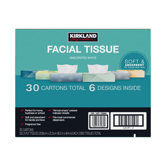 Flat box Kirkland Signature facial tissues