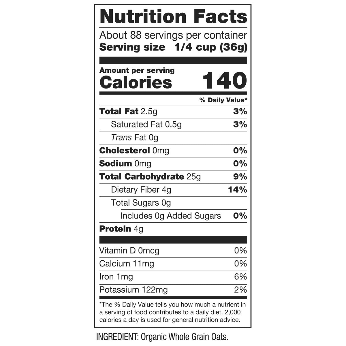 Bob's Red Mill whole grain steel cut oats package