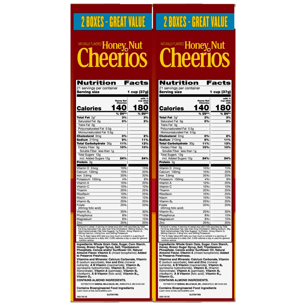 General Mills Cheerios Honey Nut gluten free cereal