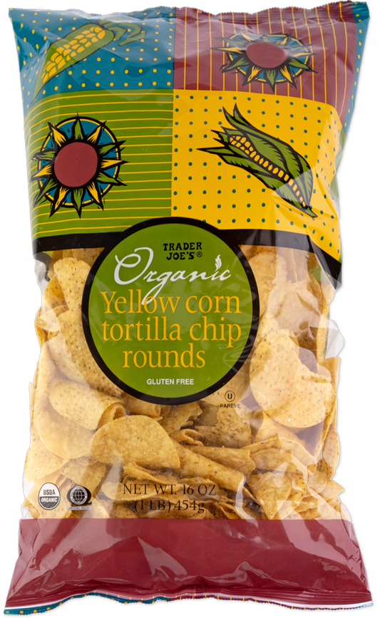 Trader Joe's organic yellow corn tortilla chip rounds