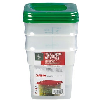 Cambro square 4-quart translucent food storage containers with lids