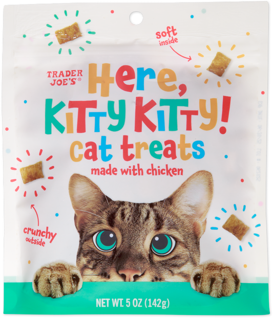 Trader Joe's Here, Kitty Kitty! Cat Treats package