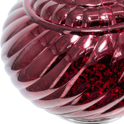 Burgundy Christmas ornaments with sculpted curves