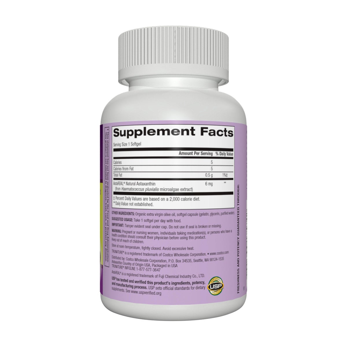 Astaxanthin 6 mg softgels daily supplement
