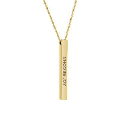 Choose Joy engraved bar pendant in gold tone