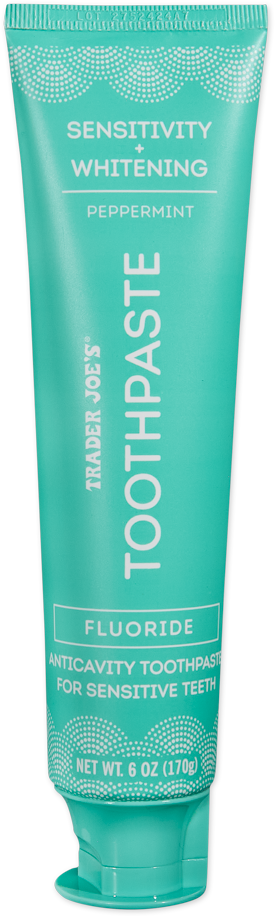 Trader Joe's sensitivity and whitening peppermint fluoride toothpaste