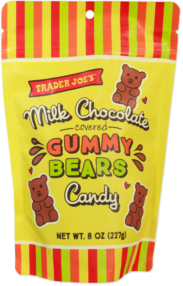 Trader Joe's milk chocolate covered gummy bears candy