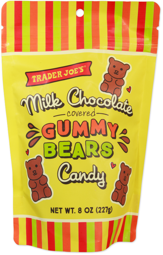Trader Joe's milk chocolate covered gummy bears candy