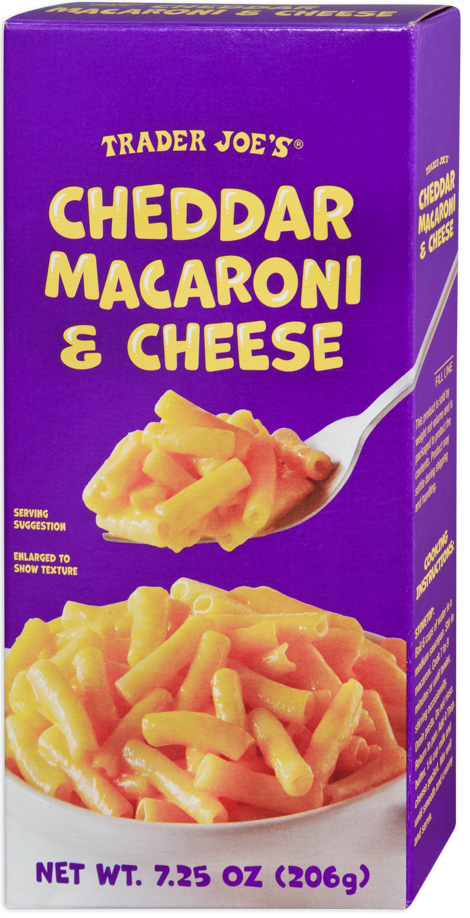 Trader Joe's cheddar macaroni and cheese box