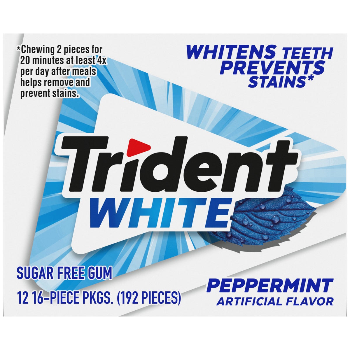 Trident White 16-piece gum pack detail