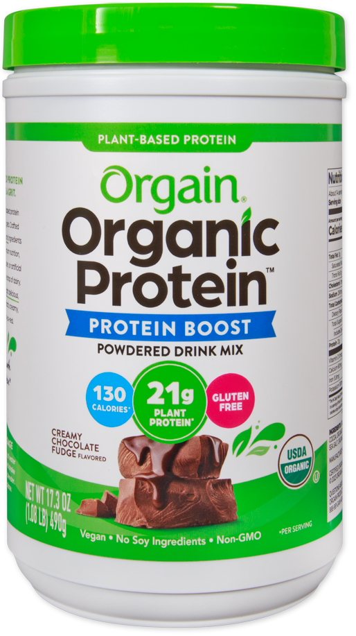 Orgain creamy chocolate fudge organic protein boost powder