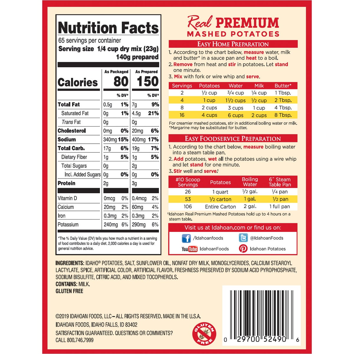 Idahoan mashed potatoes value-size pantry pack