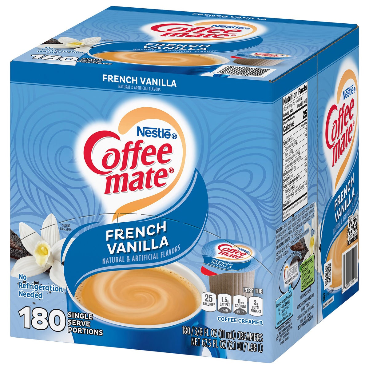 Coffee-mate creamer packaging with 180 servings