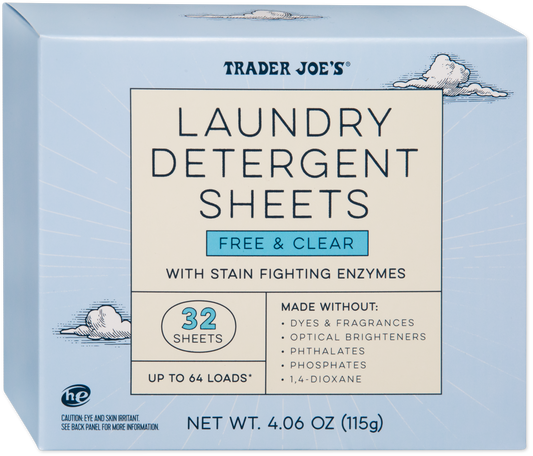 Trader Joe's Free & Clear laundry detergent sheets