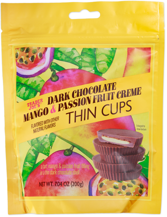 Trader Joe's dark chocolate mango and passion fruit creme thin cups