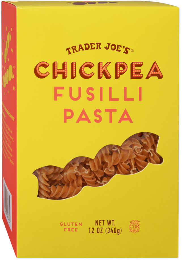 Trader Joe's chickpea fusilli pasta package
