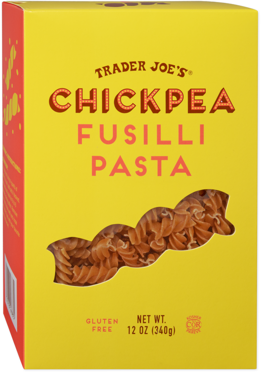 Trader Joe's chickpea fusilli pasta package