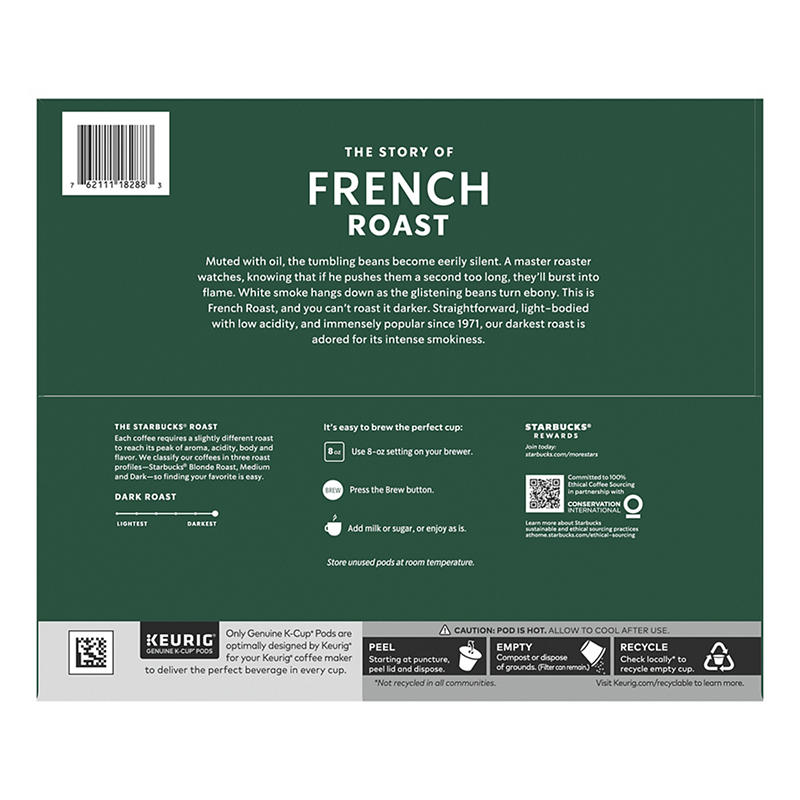 Dark roast Starbucks coffee pods for Keurig brewers