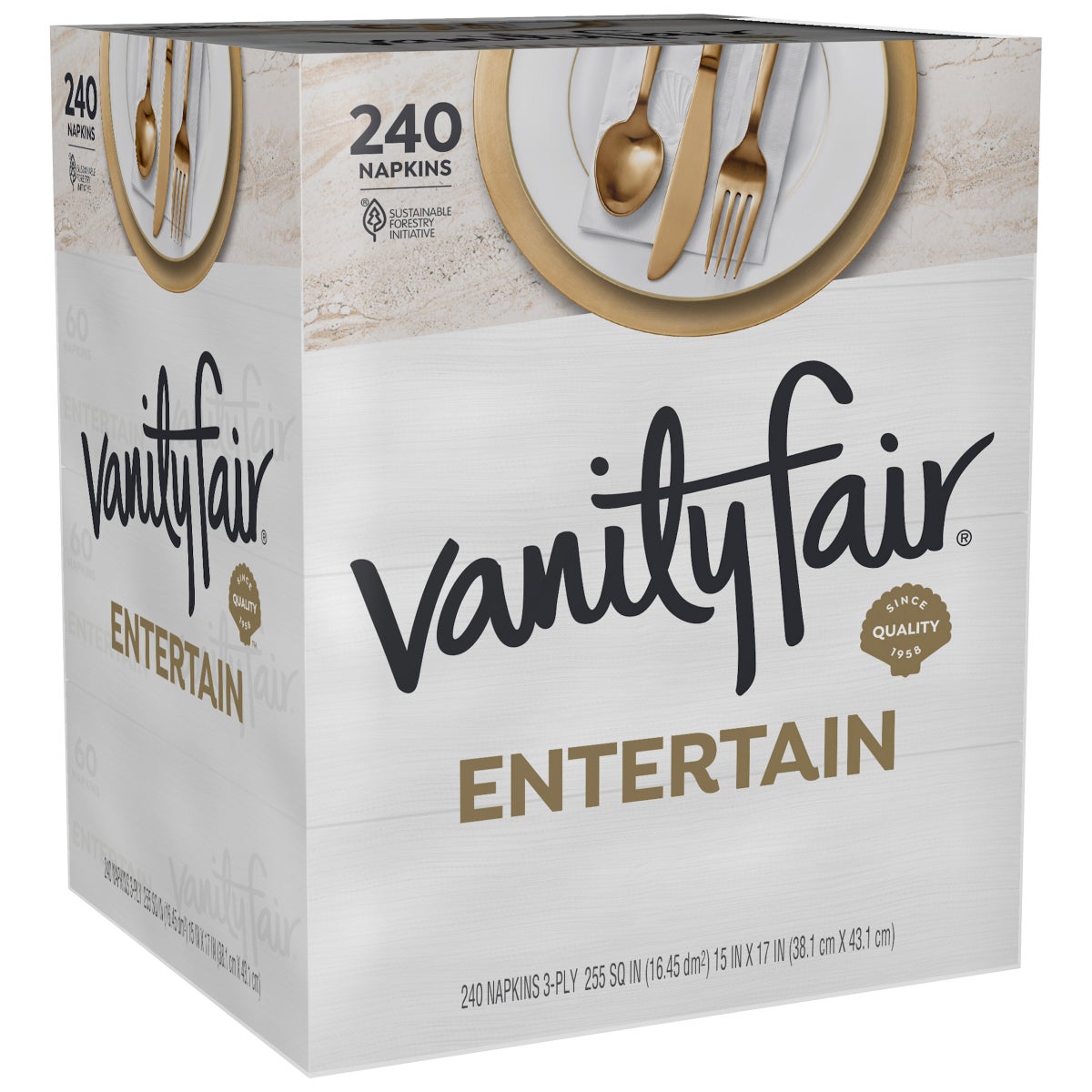 Vanity Fair Entertain white 3-ply paper napkins